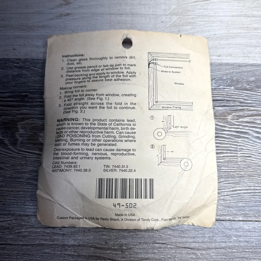 Radio Shack Archer Burglar Alarm Window lead Foil Tape 3/8